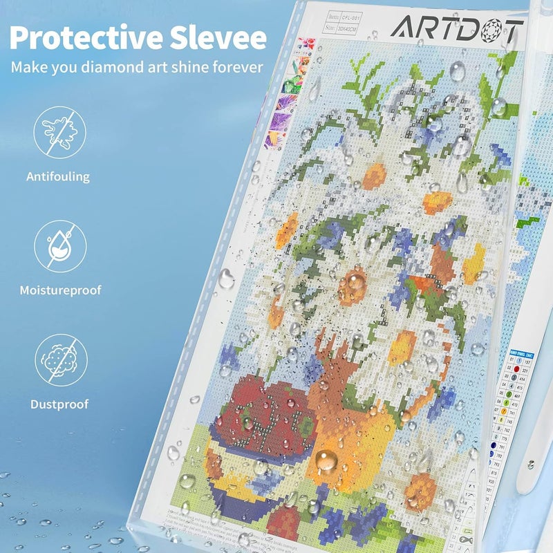 ARTDOT A3 Storage Book for Diamond Art Kits, Portfolio Folder for Diamond Painting Accessories with 30 Pocket Slevees Protectors (16.9x12.4inches) - Image 3